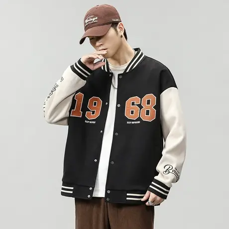 秋冬款百搭舒适男士字母夹克工装户外棒球领夹克宽松外套休闲夹克商品大图