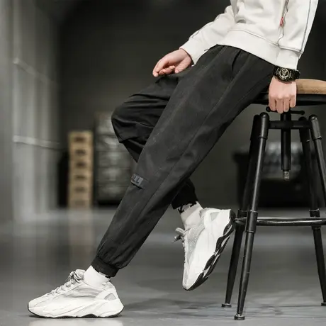 裤子男士潮牌九分工装裤韩版潮流宽松百搭小脚裤春秋季束脚运动裤商品大图