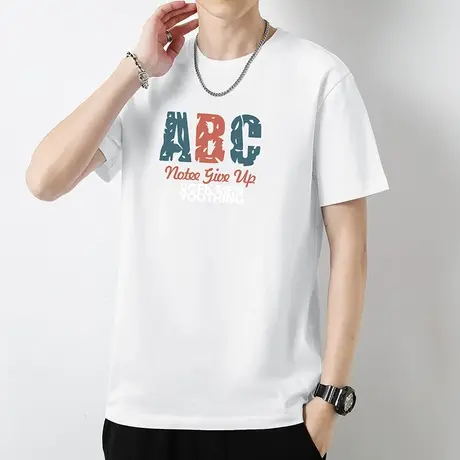 260g重磅纯棉白色t恤男短袖夏季宽松上衣服美式全棉半袖圆领体恤商品大图