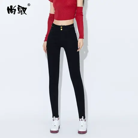 黑色弹力高腰牛仔小脚裤女2023年秋季新款修身显瘦铅笔裤时尚百搭商品大图