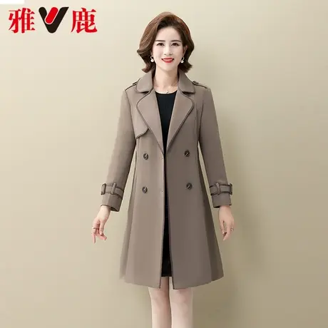 雅鹿妈妈风衣春夏季2024新款时尚休闲宽松束腰中长款外套中年女装商品大图