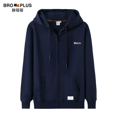 胖哥哥大码拉链卫衣男士加绒秋冬加肥加大宽松连帽上衣潮胖子外套商品大图