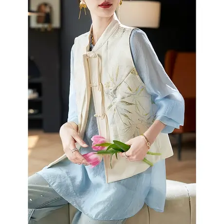 宝诗黎【新品价168元】国风盘扣亮丝马甲外套ANO8001图片