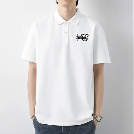 白色短袖t恤男士翻领保罗polo衫冰丝凉感有领上衣服中国潮流半袖商品大图
