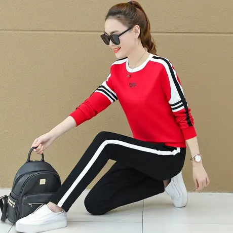 运动套装女2023春秋新款韩版宽松圆领套头卫衣洋气休闲服两件套潮图片