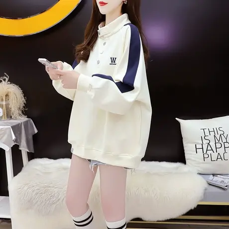 减10】春秋薄款卫衣外套女2023新款早秋宽松休闲显瘦洋气百搭上衣图片