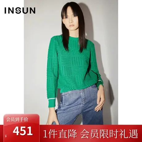 [美丽诺]恩裳COVER初冬2022年经典毛巾绣字母套头混纺羊毛衫图片