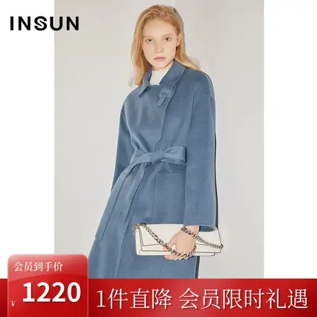 [高支羊毛]恩裳COVER冬季2022真皮扣大衣110支羊毛毛呢外套女商品大图