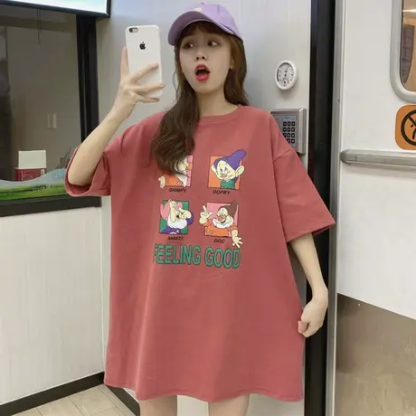 短袖t恤女夏装宽松韩版怪味少女ins洋气原宿bf风学生蹦迪上衣服潮商品大图