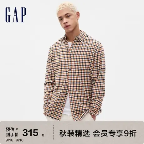 Gap男装秋季2023新款法兰绒通勤翻领长袖衬衫787635时尚休闲上衣图片
