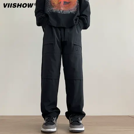 VIISHOW工装裤男春秋美式复古休闲裤直筒宽松高街潮牌潮流伐木裤商品大图