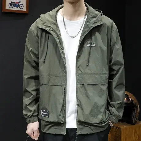 薄款军绿速干冰丝防晒衣男士户外防晒服连帽钓鱼防紫外线外套宽松商品大图