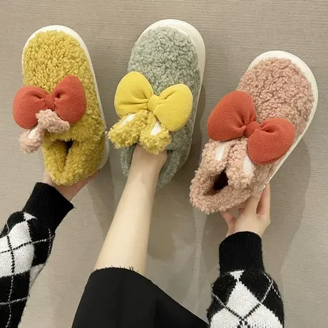 棉拖鞋女冬可爱包跟室内厚底防滑毛绒保暖情侣家居家用产后月子鞋商品大图