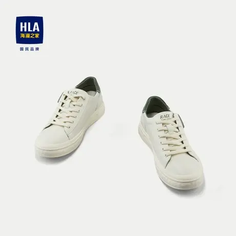 HLA/海澜之家系带休闲鞋2024新款时尚平跟透气撞色橡胶底板鞋男商品大图