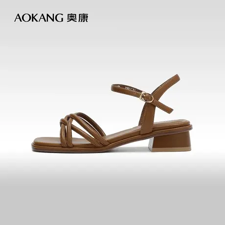 【门店发货】奥康女鞋 夏季新款交叉绑带厚底显腿细时尚凉鞋图片