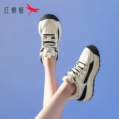 红蜻蜓阿甘鞋女2023新款百搭显脚小老爹鞋休闲板鞋厚底小白鞋商品大图
