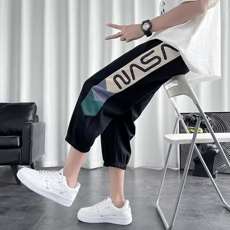 青少年夏季薄款休闲短裤子男高中初中学生七分中裤大童棉感运动裤商品大图