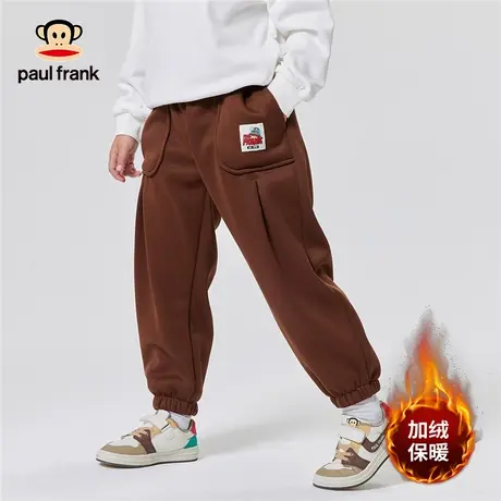 大嘴猴童装儿童加绒长裤男童2023秋冬新款中大童保暖运动风休闲裤商品大图