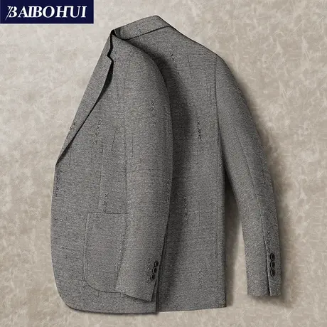 秋冬新款呢子休闲小西装外套男韩版修身英伦格子男士西服单西上衣商品大图