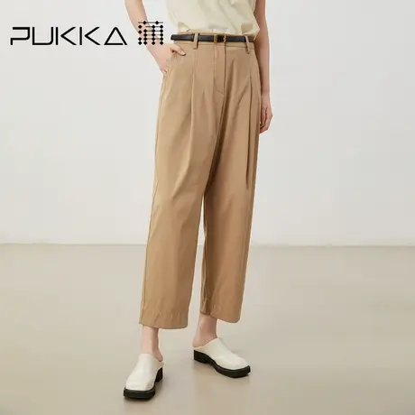 蒲PUKKA 原创设计女装2023春夏新品高知松弛感定制棉直筒萝卜裤图片