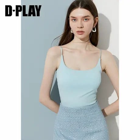 DPLAY【惠品】2025年夏季新款蓝色吊带背心女含胸垫内衣内搭上衣图片