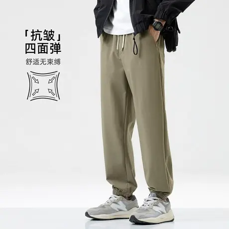 清仓特卖hansca春秋季新款休闲裤男士宽松防风束脚抽绳弹力长裤子商品大图