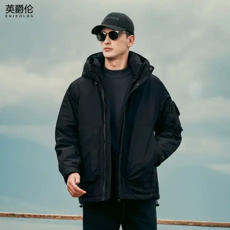 英爵伦 户外机能工装风 羽绒服男士冬季90绒子含量 鸭绒连帽外套商品大图