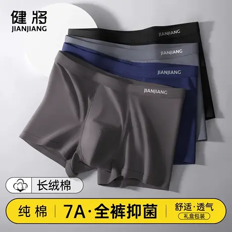 健将男士内裤男款纯棉7A抗菌平角裤宽松青少年大码四角裤衩短裤头商品大图