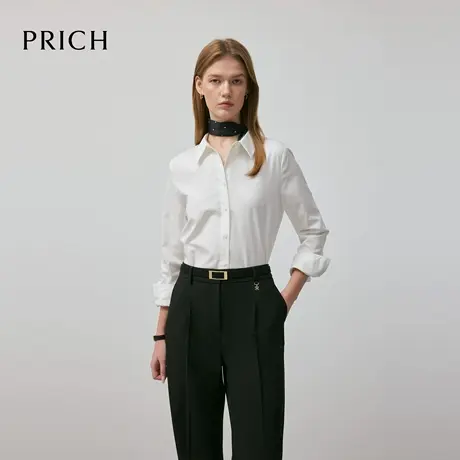 【超能小太阳】PRICH简约纯色直身气质翻领衬衫2025早秋新款图片