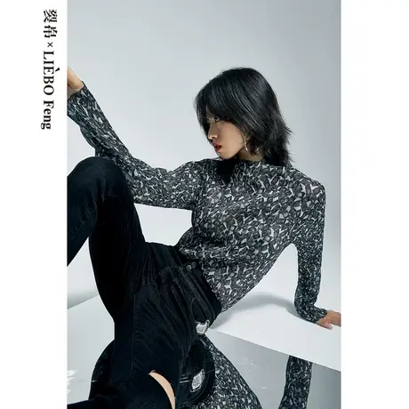 裂帛LIEBOFeng设计师品牌2023年雀神系列印花皮肤衣长袖打底衫女图片