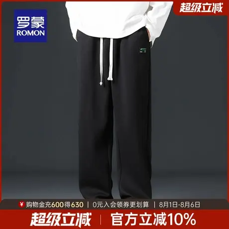 罗蒙男士户外运动休闲裤2025秋季新款时尚百搭长裤宽松抽绳直筒裤商品大图
