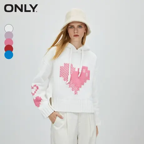 【ONLY奥莱】秋季时尚宽松落肩长袖短款连帽针织衫女商品大图