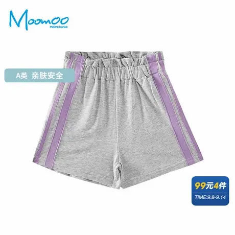 美特斯邦威童装女童透气柔软中短裤夏宽松舒适简约设计运动风短裤商品大图