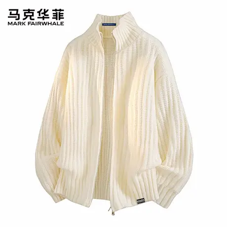 马克华菲美式立领开衫毛衣男士秋季慵懒风双拉链休闲针织衫外套潮图片