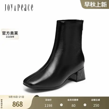 真美诗官方奥莱2024细腻羊皮气质方头简约粗跟时装靴女J9203DZ4商品大图