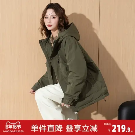 唐狮2026冬季连帽工装棉衣外套棉服高级感加厚抗寒棉袄女百搭图片