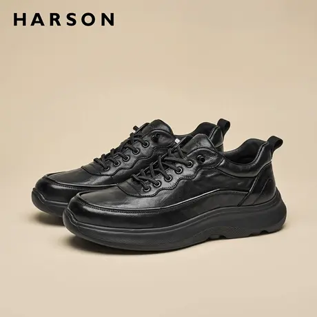 哈森鞋子男鞋2026新款商务运动休闲鞋真皮爸爸鞋软底通勤男士皮鞋商品大图