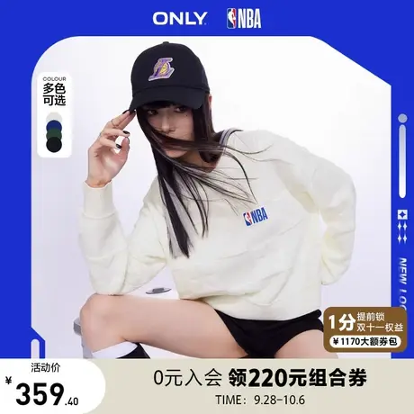 ONLY奥莱2023夏季新款NBA联名款圆领落肩满印宽松针织衫女商品大图