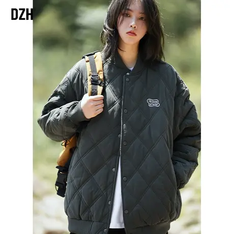 男士菱格棒球服棉服男韩版潮流冬季2023新款情侣外套冬款棉衣男款图片