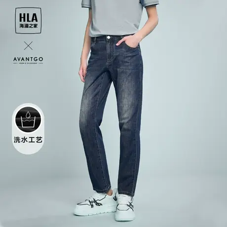 HLA/海澜之家轻商务经典系列牛仔裤24春夏新耐磨直筒水洗裤子男图片
