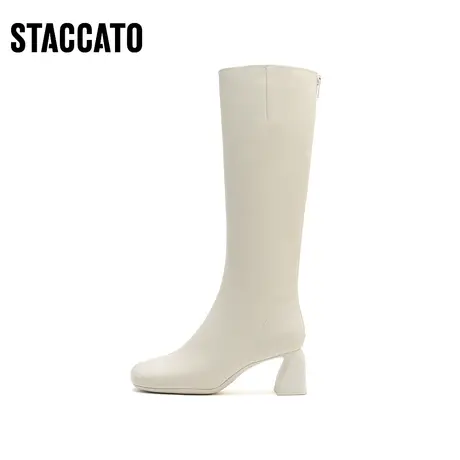 思加图新款奶油鞋粗跟长靴高筒靴时装靴女皮靴EFH03DG2B商品大图