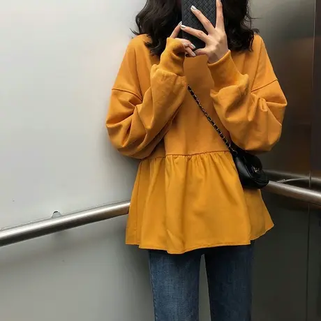 2024年早秋新款小个子奶橘色美式卫衣韩版潮ins外套女装春夏薄款图片