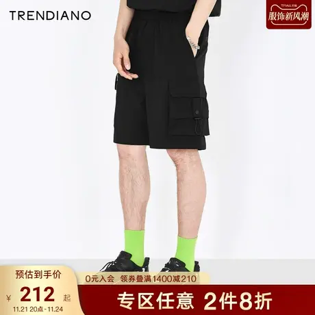 TRENDIANO潮牌2021新款夏季男装拉链口袋休闲裤短裤男3NC2061130图片