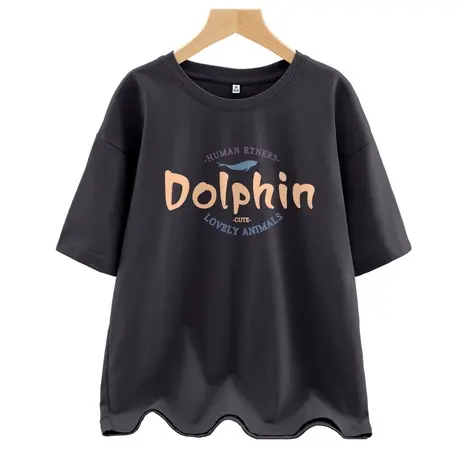 ZR真维斯灰色短袖t恤女夏季2023新款 美式减龄高级感宽松半袖上衣商品大图