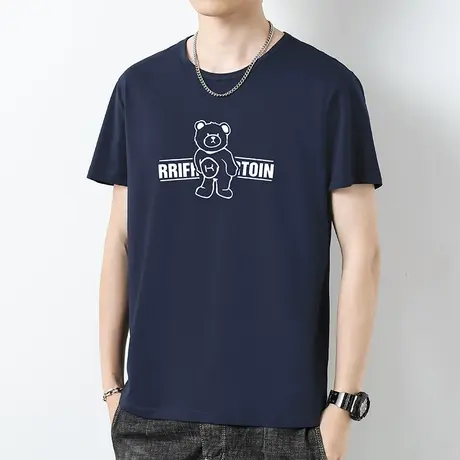 莫代尔小熊t恤男士短袖2024新款夏季上衣服冰丝冰感半袖潮牌潮流商品大图