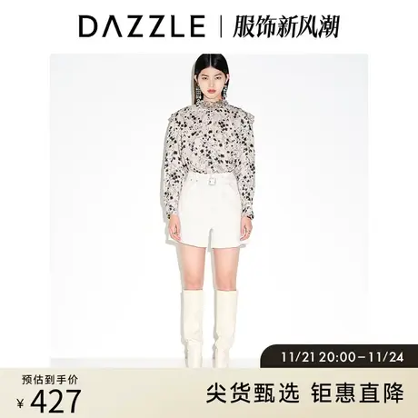 DAZZLE地素奥莱 春夏复古小众做旧法式白色A字牛仔裤短裤女商品大图