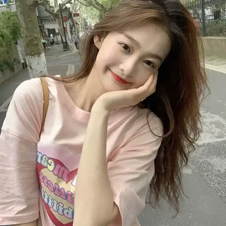 大码胖mm粉色短袖T恤女夏2021年新款宽松ins潮设计感小众宽松上衣商品大图