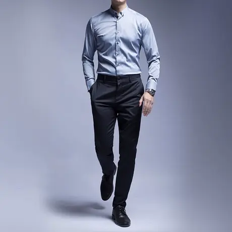 seno麻料抗皱小脚休闲裤男夏季新款韩版潮流商务休闲长裤修身裤子商品大图