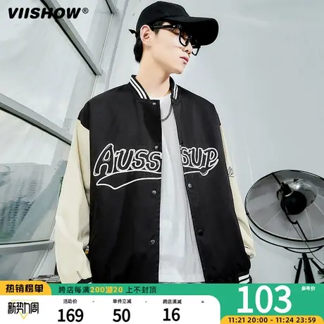 VIISHOW潮牌棒球服男生秋冬款ins大码宽松休闲夹克潮流美式外套商品大图