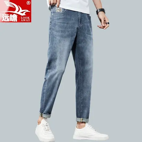 潮流牛仔裤男夏季薄款宽松直筒修身弹力休闲男裤夏天潮牌裤子男款图片
